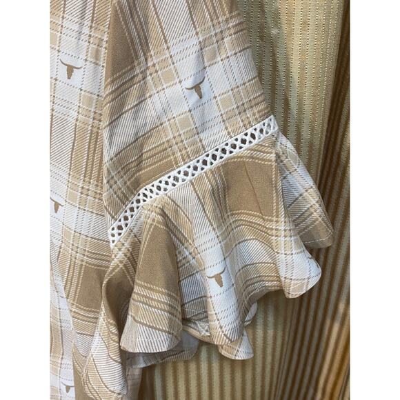 ARIAT Women's Sevilla Button Plaid Top Size M, New with Tags 3/4 Bell Sleeve0 - Picture 3 of 9